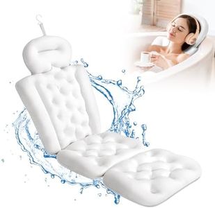 Full Body Bath Pillow, Thick Bathtub Cushion with Laundry Bag, Luxury Cushion for Bathtub Headrest Neck Shoulder Support Comfort Relaxation Spa Accessories (White)