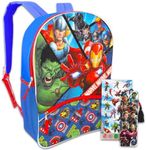 Marvel Avengers 16” Backpack School Supplies For Boys, Kids - 3 Pc Bundle With Avengers School Bag, Superhero Stickers And Bookmark | Avengers School Travel Bag, Marvel School Supplies, Avengers