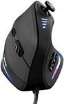 TRELC Gaming Mouse with 5 D Rocker, Ergonomic Mouse with 10000 DPI/11 Programmable Buttons, RGB Vertical Gaming Mice Wired for PC/Laptop/E-Sports/Gamer (Black)