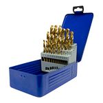 UK Drills HSS Titanium Coated Drill Bit Set 25 Pieces Jobber 1.0mm to 13.0mm