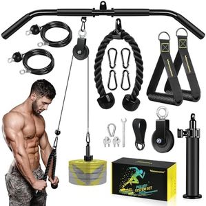 RENRANRING Fitness LAT and Lift Pulley System Gym - Upgraded LAT Pull Down Cable Machine Attachments, Loading Pin, Handle and Tricep Rope, for Biceps Curl, Forearm, Triceps Exercise Gym Equipment