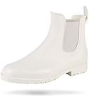 idealofera Women Rain Boots Waterproof Ankle Garden Shoes Anti-Slip Chelsea Booties White