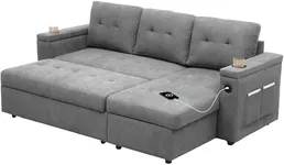 DWVO Sleeper Sofa, Sectional Sofa Bed, Pull Out Couch with USB Ports, Reversible Couch Bed, L-Shaped Sectional Couch with Storage Chaise for Small Apartment, Living Room (Light Gray)