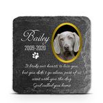 TULLUN Personalised Square Memorial Plaque For Pet Cat Dog Slate Stone Grave Marker Frame - Size 3,94" x 3,94" or 100 x 100 mm - Name and Photo