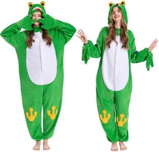 OLAOLA Adult Unisex Onesie, Flannel Frog Pajamas, One Piece Sleepwear Cosplay Party Costume