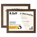 Americanflat 8.5x11 Diploma Frame in Walnut with Shatter Resistant Glass - Horizontal and Vertical Formats for Wall and Tabletop (2 Pack)