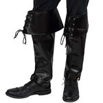 Faux Leather Pirate Boots - Over The Shoe Black Costume Boots Accessories with Cuffs and Laces for Medieval and Renaissance Costumes for Adults and Children