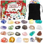 Advent Calendar 2024 Crystals for Kids,24 Days Christmas Countdown Advent Calendar with Natural Crystal Gemstones Mineral Rock Stone,Xmas Scientific Gift for Girls & Boy Learning, Collection