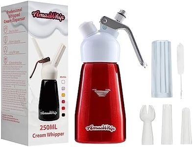 250ML AmazWhip Cream Dispenser For All Cold Applications-Durable Aluminum Alloy Cream Whipper With 3 Decorating Nozzles & 1 Cleaning Brush (Red)