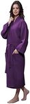 Personalized Embroidered and Monogrammed Bathrobes for Women | Lightweight Long Waffle Kimono Unisex Spa Robe (XX-Large, Purple)