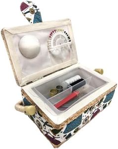 Costurero Pequeño con Accesorios de Costura, Caja de Costura Forrada en Tela con Compartimentos, Caja de Costura Completa, Regalo para Madres, Amigas, Hermanas, (Vestido, Pequeño)