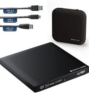 techPulse120 USB 3.0 Type-C Brenner Externe de CD DVD en Aluminium pour Ordinateur, Notebook UHD Blu-Ray Brenner USB xDeluxe Paket Noir