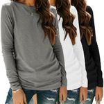 Zeagoo 3 Pack Women Basic Shirts Long Sleeve Loose Fit Crewneck Basic Tee Tops Fall Fashion Outfits 2024