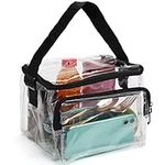 Belle Vous Clear Lunch Bag with Adjustable Shoulder Strap - Stadium Approved Transparent PVC Crossbody Tote with Front Zipper Compartment - for Work, Sports Games, School, Travel & Toiletry Storage