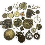 YoudiylaUK 30 pcs Mixed Antique Bronze Watch Clock Face Gear Steam Punk time Charms Pendants DIY Necklace Bracelet Pendants for Jewelry Making M71