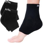 ZenToes Moisturizing Heel Socks 2 Pairs Gel Lined Toeless Spa Socks to Heal and Treat Dry, Cracked Heels While You Sleep (Regular, Black)