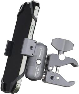 FANAUE Motorcycle Phone Mount for Rearview Mirror Clip U-Bolt Base, 360° Adjustable with Built-in Rubber Pads and Tether,Compatible with RAM Mounts (CPC-08-T)