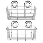 SANNO Suction Shower Caddy Shower Organiser Basket Shelf with Super Strong Suction Cups, Bath Organizer Kitchen Storage Basket for Gel Holder Bathroom Storage Shampoo, Conditioner -2 Packs