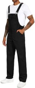 WORK IDEA Men's Bib Overalls,Men's Overalls Workwear Lightweight with Adjustable Straps and Pockets,Black, XL