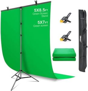 EMART Green Screen with Backdrop Stand, 1.5x2.0m(5x7ft) GreenScreen with 1.5X 2.6m(5X 8.5ft) T-Shape Background Support, Photography Studio Kit for Chroma Key, Video, Shooting, Streaming