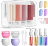 Muslish 21 Pack Travel Bottles for Toiletries, Leak-Proof TSA Compliant Silicone Travel Size Containers for Shampoo and Conditioner, BPA Free with Toiletry Bag (Cream)