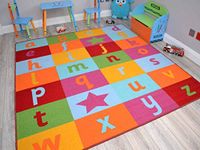 Small Large Boys Girls Kids Alphabet Childrens School Bright Floor Rugs Mats (80cm x 120cm)