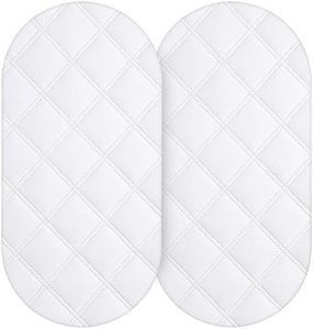 Yoofoss Waterproof Bassinet Mattress Pad Cover 2 Pack Fit for Hourglass/Oval Bassinet Mattress, Baby Bassinet Mattress Protector for Boys and Girls 32X16in White