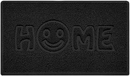 Nicoman SMILEY FACE Embossed Shape Door Mat Dirt-Trapper Jet-Washable Doormat-(Use Outdoor ONLY)- (75x44cm/29.5x17.3inches, Medium) Black