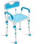 Health Line Massage Products Shower Chair with Back for Seniors, Bathtub Seat with Removable Arms for Handicap, Disabled & Elderly - Adjustable Shower Bench for Tubs