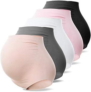 SUNNYBUY Women's Maternity High Waist Underwear Pregnancy Seamless Soft Hipster Panties Over Bump, Five Color-5pk, Medium