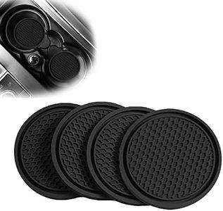 Sodcay 4 PCS Car Cup Holder Coaster, 2.75In PVC Anti Slip Cup Holder Insert Coaster, Honeycomb Waterproof Fixed Tea Coaster, Universal for Vehicle Interior Cup Mats (Black)