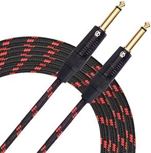 KLIQ Custom Series Guitar Instrument Cable, 10 Ft, Premium Low Noise 1/4" Gold-Plated Rean-Neutrik TS Plugs, Tweed Jacket, Multiple Colors