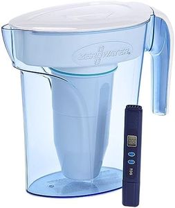 ZeroWater Carafe filtrante d'eau en 5 étapes 1,7L, certifiée NSF pour la réduction des particules de plomb, les métaux lourds et les SPFO/APFO, Blanc et Bleu