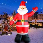 10 FT Christmas Inflatable Santa Claus Outdoor Decoration, Huge Xmas Classic Santa Blow up Santa with Built-in LED Light, Giant Holiday Party Decor for Yard Garden Hall Plaza Mall, Instant Inflate