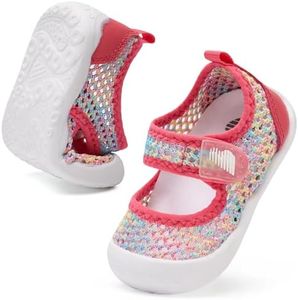 BARERUN Toddler Water Shoes Aqua Swim Quick Dry Outdoor Shoes for Baby Boys Girls Infant Sandals Baby Squeaky Shoes Pink Size 6.5-7