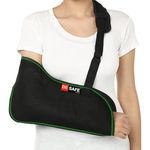 BESAFE Forever Arm Supporter Arm Sling Pouch Belt with Elbow Support, Arm Immobilizer Brace for Fracture, Sprain, Dislocation and Pain Relief (S, Black)