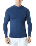 TSLA Men's UPF 50+ Long Sleeve Rash Guard, UV/SPF Quick Dry Swim Shirt, Water Surf Swimming Shirts, Basic Guard Navy, M