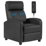 Ruesleag Massage Recliner Chair Recliner Sofa Modern Reclining Chair w/Footrest Backrest Breathable Padded Single Sofa Home Theater Seating Reclining Easy Lounge for Living Room Bedroom,Black