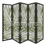 KK Brothers Mart Wooden Room Partition for Living Room | Wooden Screen Separator | Wooden Hall Partition Furniture for | Bedroom | Office | Restaurant (5 Panel - Jungle Design - Green & Black)