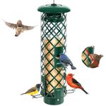 Squirrel Proof Bird Feeders,Outdoors Hanging Metal Bird Feeder,Weight Activated Squirrel-Proof Wild Bird Feeder,3 LB Capacity,Outside Tube Mesh Birdfeeder for Cardinal Finch Chickadee