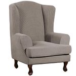 Turquoize Stretch Wing Chair Slipcover Wingback Chair Slipcovers Sofa Covers 2-Piece Spandex Fabric Wing Back Wingback Armchair Chair Slipcovers(Wing Chair, Taupe)