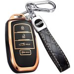 for Toyota Key Fob Cover with Keychain, for Grand Highlander Camry Corolla Cross Crown Prius Venza Tundra Sequoia Land Cruiser Premium TPU Key Fob Case Remote Smart Car Key Holder（Black