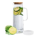 hjn Glass Water Pitcher with Wood L