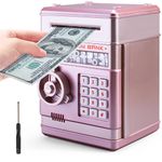 ATM Piggy Bank Boalord, LittleStar Kids Toys Gifts for 6 7 8 9 10 11 12 Year Old Boys Girls, Children Real Money Safes Electronic ATM Machine Cash Coin Can Box with Password Protection - Rose Gold