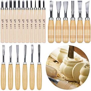WAYCOM 24PCS Wood Knife Kit Set Wood Carving Kit,Professional Chisel Set, including Small, Middle, Large size (24PCS)