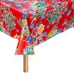 The Fern Trail Mexican Oilcloth Tablecloth - Vinyl Tablecloths | Outdoor Tablecloth | Plastic Tablecloth | Splat Mat | Waterproof Mat | Hules para Mesa (Mariposa Red, Square (48"))