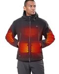 DEWBU Heated Jacket Polar Fleece with 12V Battery Pack Soft Fleece Electric Heating Hoodie for Men, Black, XL