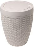 Addis 515799 Faux Rattan Round Bathroom Bin with Swing lid, Calico Linen, L 22.5 cm, W 22.5 cm, H 29 cm