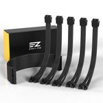 EZDIY-FAB PSU Cable Extension Sleeved Custom Mod GPU PC Power Supply Soft Nylon Braided with Comb Kit 24PIN/3x 8PIN to 6+2Pin/ 2X 8PIN to 4+4PIN-300MM/11.8in - Black