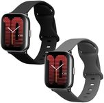 kwmobile Straps Compatible with Amazfit Active (A2211) Straps - 2x Replacement Silicone Watch Bands - Black/Grey